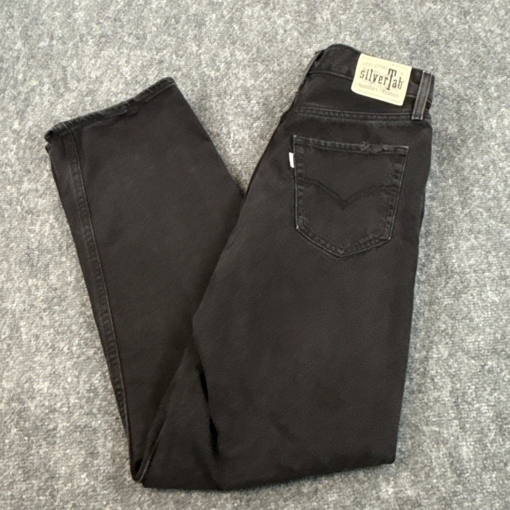 Levis SilverTab 94 Baggy Jeans Womens 26x31 Black Distressed 100% Cotton